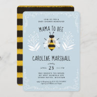 Rustic Boy Mama to Bee Baby Shower Invitation