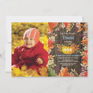 Rustic Boy Pumpkin Fall Birthday Invitation