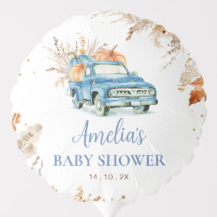 Rustic Boys Blue Pumpkin Truck Baby Shower Balloon