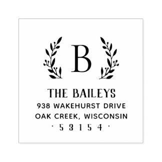 Rustic Branch Family Monogram Address Stamp