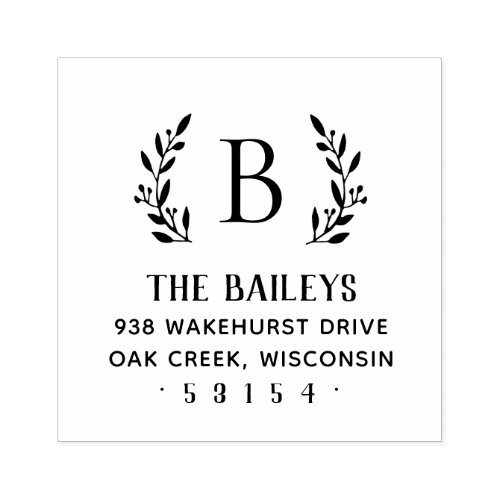 Rustic Branch Family Monogram Address Stamp