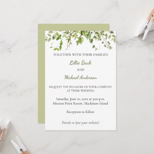 Rustic Branch Greenery Wedding Invitation