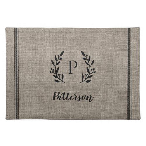 Rustic Branch Monogram Grain Sack Placemat