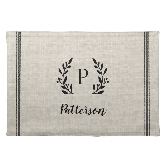 Rustic Branch Monogram Woven Cotton Cloth Placemat (Front)