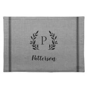 Rustic Branch Monogram Woven Cotton Placemat