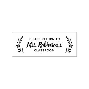 Rustic Branch Teacher Bookplate Label Rubber Stamp