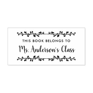 Rustic Branch Teacher Bookplate Label Self-inking Stamp