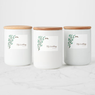 Rustic Branches and Greenery Love Birds Wedding Food Label