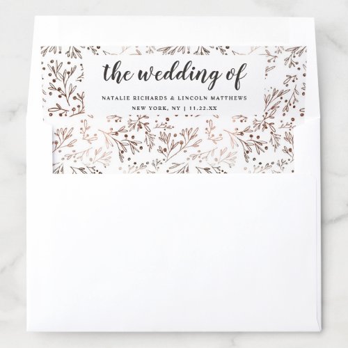 Rustic Branches Copper Foil Autumn Fall Wedding Envelope Liner