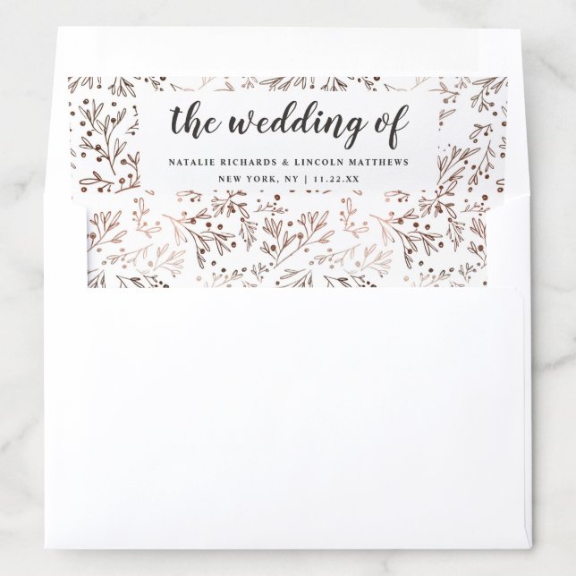 Rustic Branches Copper Foil Autumn Fall Wedding Envelope Liner (In Envelope)