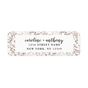 Rustic Branches Copper Wedding Return Address Label