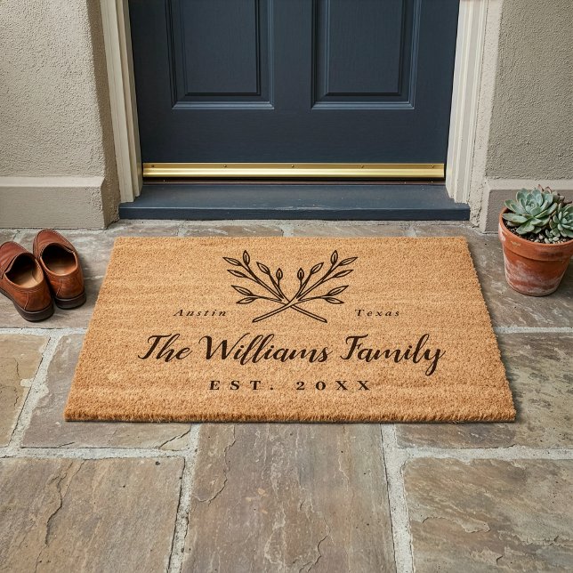 Rustic Branches Family Monogram Fiber Doormat (Creator Uploaded)