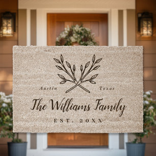 Rustic Branches Family Monogram Fiber Doormat