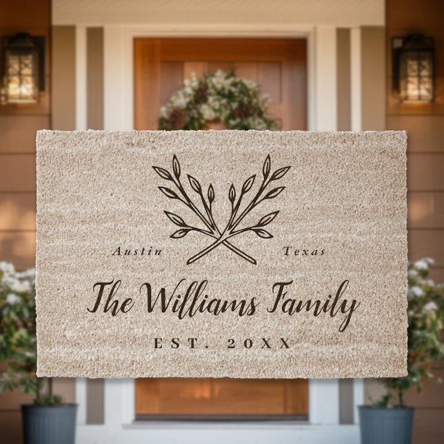 Rustic Branches Family Monogram Fiber Doormat (Creator Uploaded)