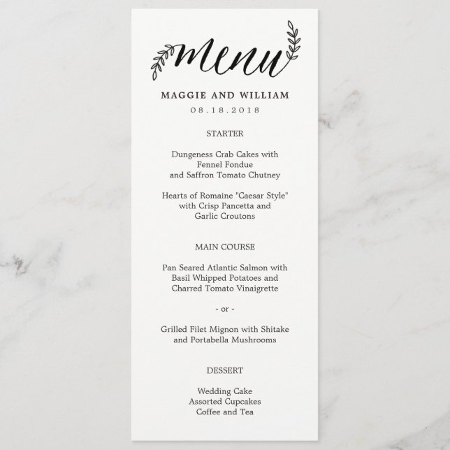 Rustic Branches Menu Card (Front)