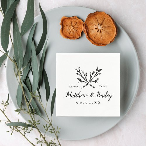 Rustic Branches Wedding Monogram Napkins