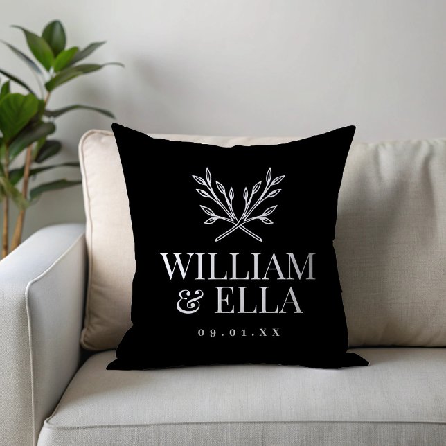Rustic Branches Wedding Monogram Throw Pillow (Creator Uploaded)