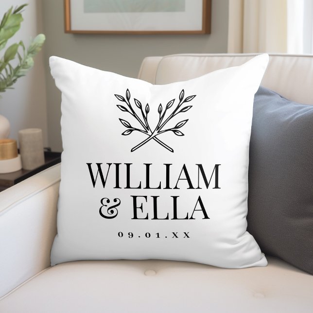 Rustic Branches Wedding Monogram Throw Pillow (Creator Uploaded)