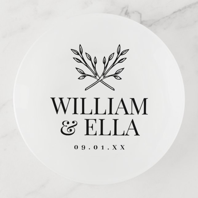 Rustic Branches Wedding Monogram Trinket Tray (Front)