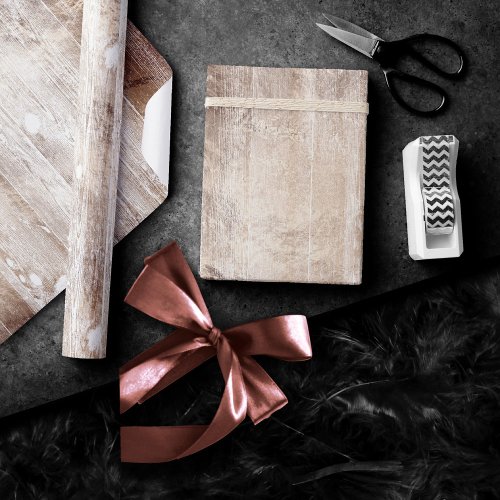 Rustic Branding  Copper Wood Grain on White Wrapping Paper