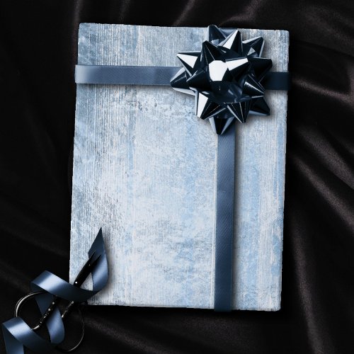 Rustic Branding  Dusty Blue Silver Wood Plank Wrapping Paper