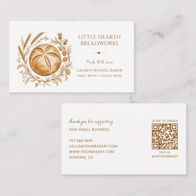 Rustic Bread Bakery  Business Card (Front/Back)