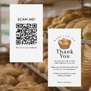 Rustic Bread Basket Leave a Review QR Code Business Card