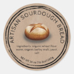 Rustic Bread On Brown Paper Baking Ingredients Classic Round Sticker at Zazzle