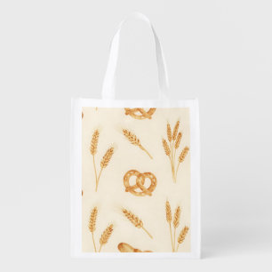 Rustic Bread & Wheat Seamless Pattern Grocery Bag