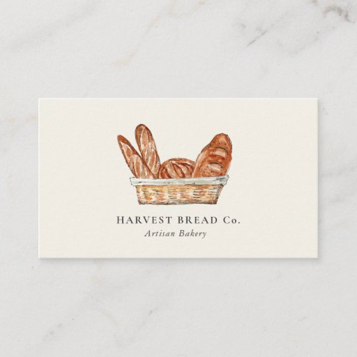 Customizable Rustic Breads in Basket  Bakery Business Card