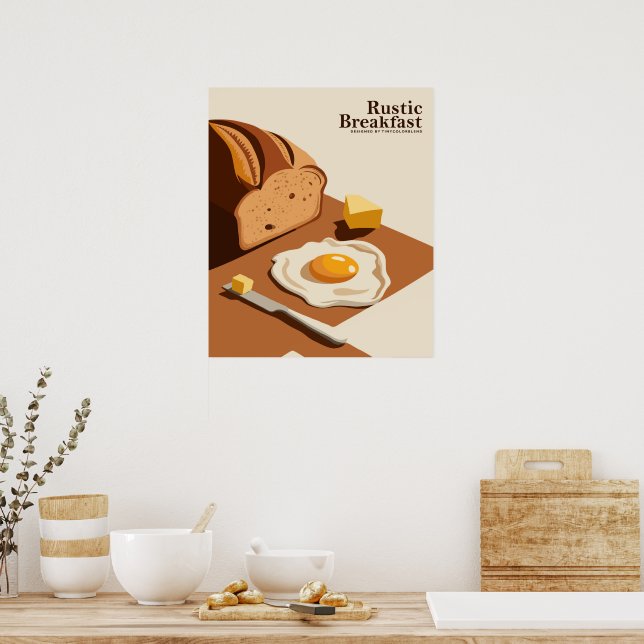 Rustic Breakfast - Vintage Food Art Poster (Kitchen)