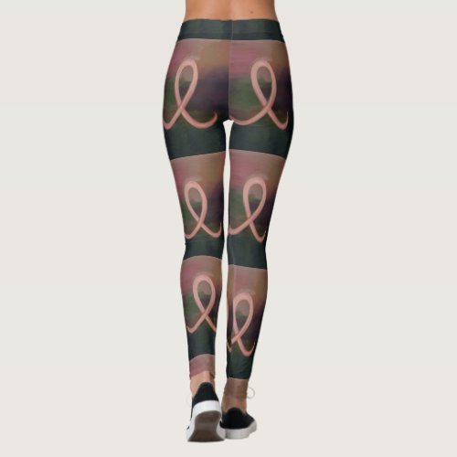 Rustic Breast Cancer Survivor Pink Ribbon Abstract Leggings