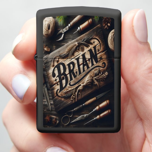 Rustic Brian Sign Zippo Lighter (In Hand)