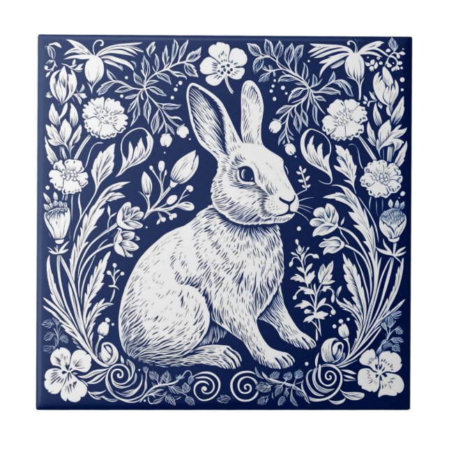 Rustic Briar Rabbit Ceramic Tile (Front)