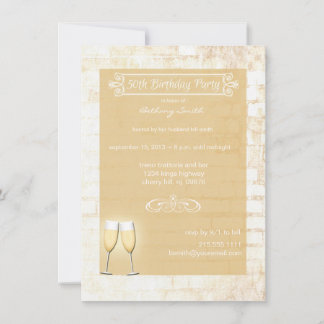 Rustic Brick 50th Birthday Party Invitation