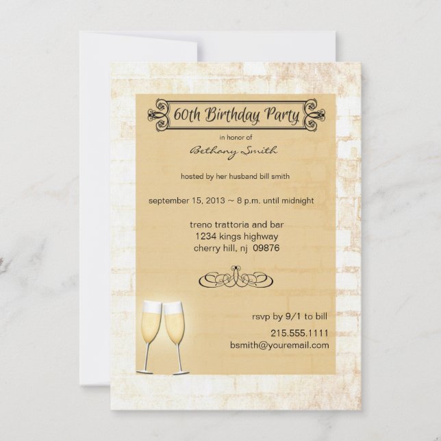 Rustic Brick 60th Birthday Party Invitation (Front)