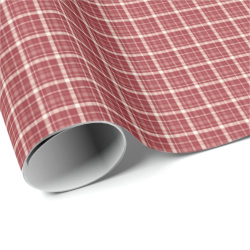 Rustic Brick Red and Cream Plaid Wrapping Paper