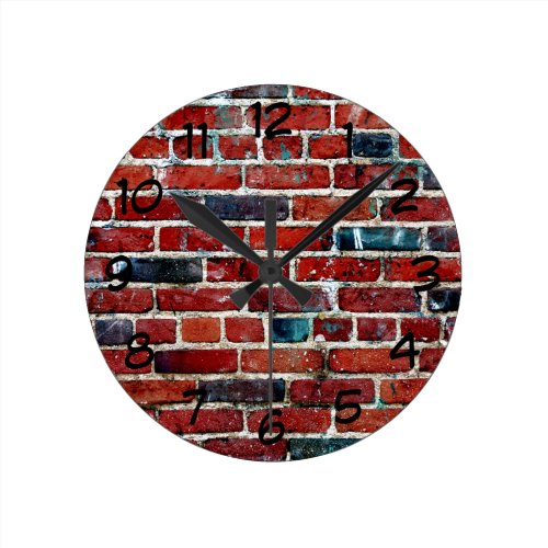 Rustic Brick Wall Round Clock