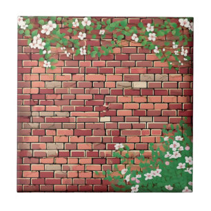 Rustic Brick With Floral Ceramic Tile