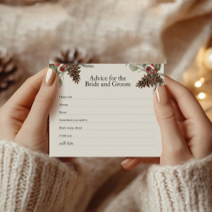 Rustic Bridal Advice Card Plaid & Pinecones Flyer