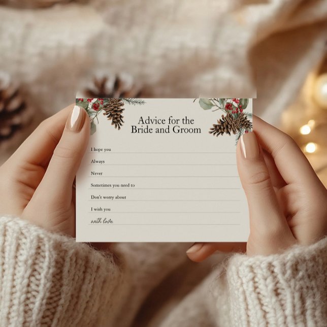 Rustic Bridal Advice Card | Plaid & Pinecones Flyer (Creator Uploaded)