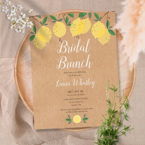 Rustic Bridal Brunch Lemon Bridal Shower Announcement Postcard