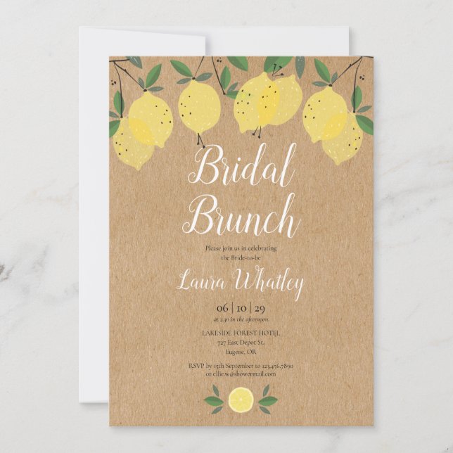 Rustic Bridal Brunch Lemon Bridal Shower Invitation (Front)