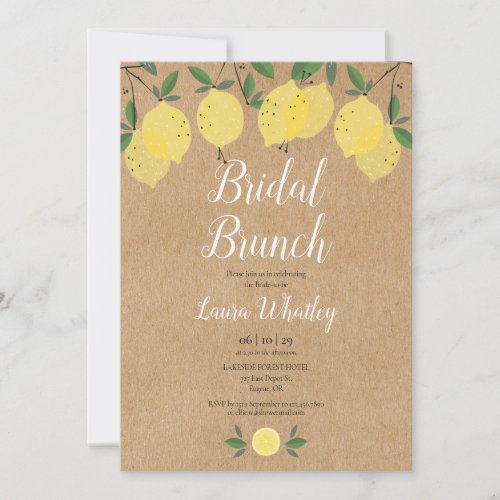 Rustic Bridal Brunch Lemon Bridal Shower Invitation