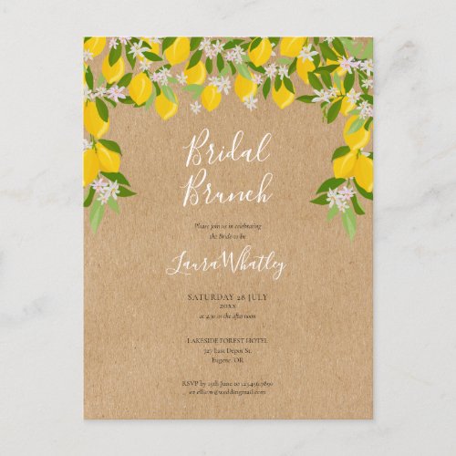 Rustic Bridal Brunch Lemons Blossom Bridal Shower Announcement Postcard