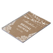 Rustic Bridal Shower Burlap Lights Lace Gift List Notebook (Left Side)