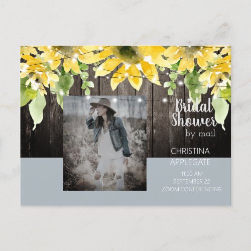 Rustic Bridal Shower by Mail Sunflower  Photo Invitation Postcard