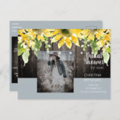Rustic Bridal Shower by Mail Sunflower & Photo Invitation Postcard (Front/Back)