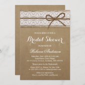Rustic Bridal Shower Elegant Lace Burlap String Invitation (Front/Back)