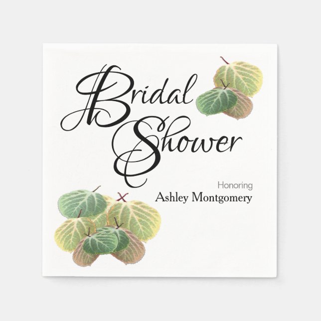 Rustic Bridal Shower Fall Aspen Leaves Napkins (Front)